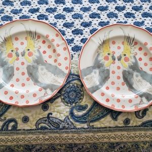 Anthropologie Cockatiel Dessert Plates
